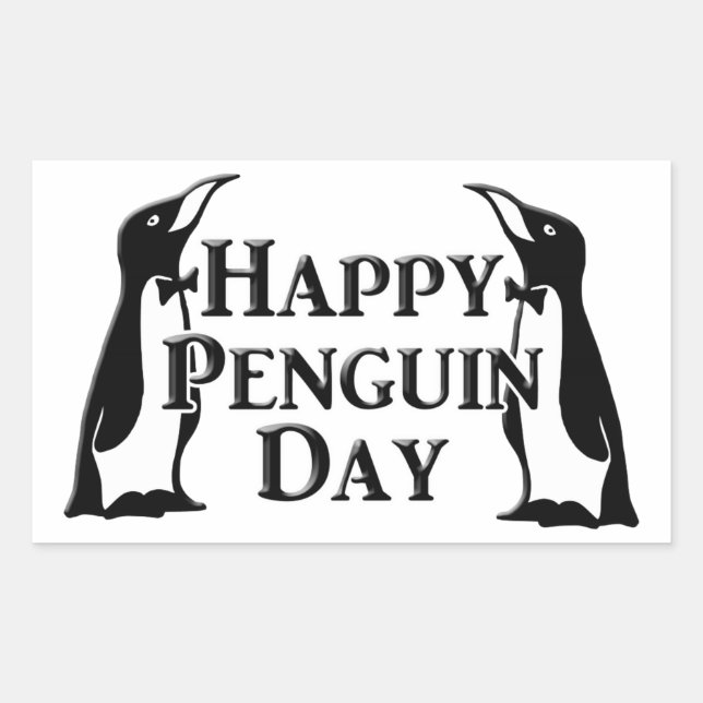 Adesivo Retangular Feliz Dia dos Pinguins (Frente)