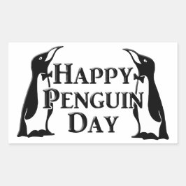 Adesivo Retangular Feliz Dia dos Pinguins