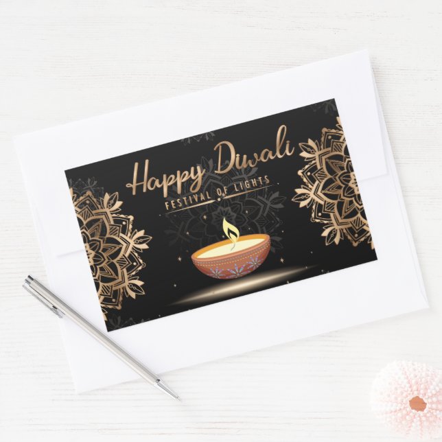 Adesivo Retangular Feliz Diwali (Envelope)