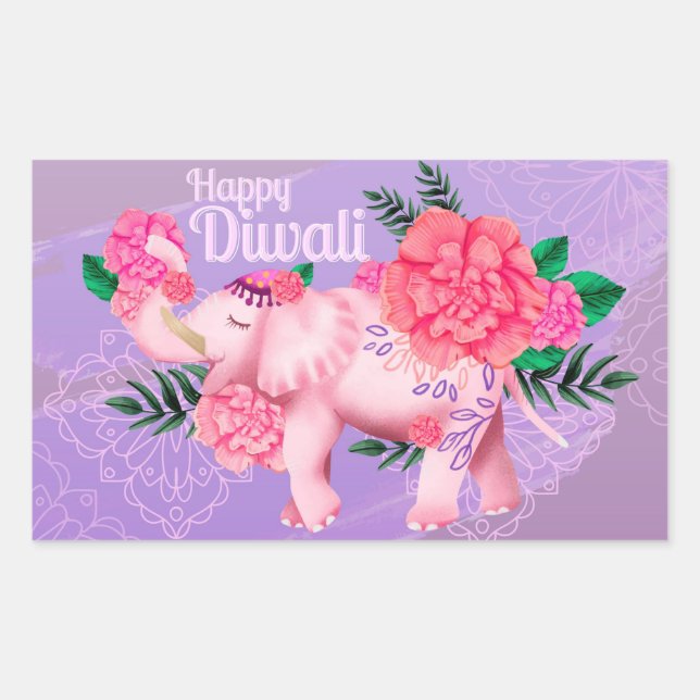 Adesivo Retangular Feliz Diwali   (Frente)