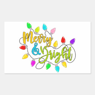 Adesivo Retangular Feliz E Vinheta Retangular Luzes De Xmas Brilhante