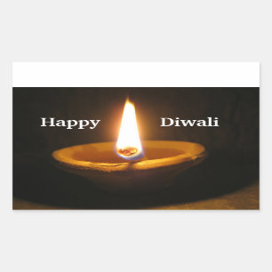 Adesivo Retangular Feliz Festival Hindu das Luzes de Diwali