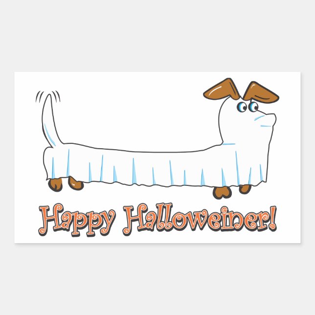Adesivo Retangular Feliz Halloween Dachshund (Frente)
