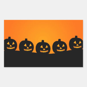 Adesivo Retangular Feliz Halloween Jack O Lanterna