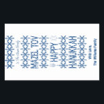 Adesivo Retangular Feliz Hanukkah Mazel Tov Star de David Menorah<br><div class="desc">Feliz Hanukkah Mazel Tov Star de David Menorah Candles Snowflakes Padrão Blue e White Elegante Tag Stickers for Hanukkah Gifts and Warm Wish Festival de Férias Judaicas Luzes,  nome personalizado</div>