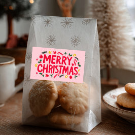 Adesivo Retangular Feliz Natal CLIENTE Desenhado à Mão