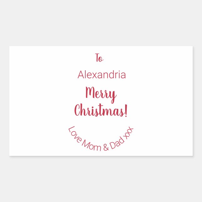 Adesivo Retangular Feliz Natal da mãe e Pai mínimo (Frente)