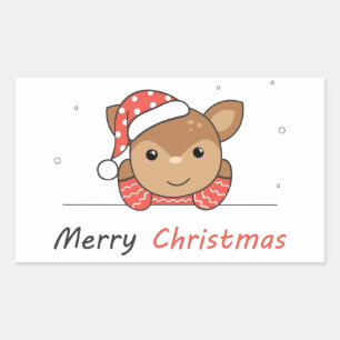 Adesivo Retangular Feliz Natal Deer Snow Saudando Café Mug