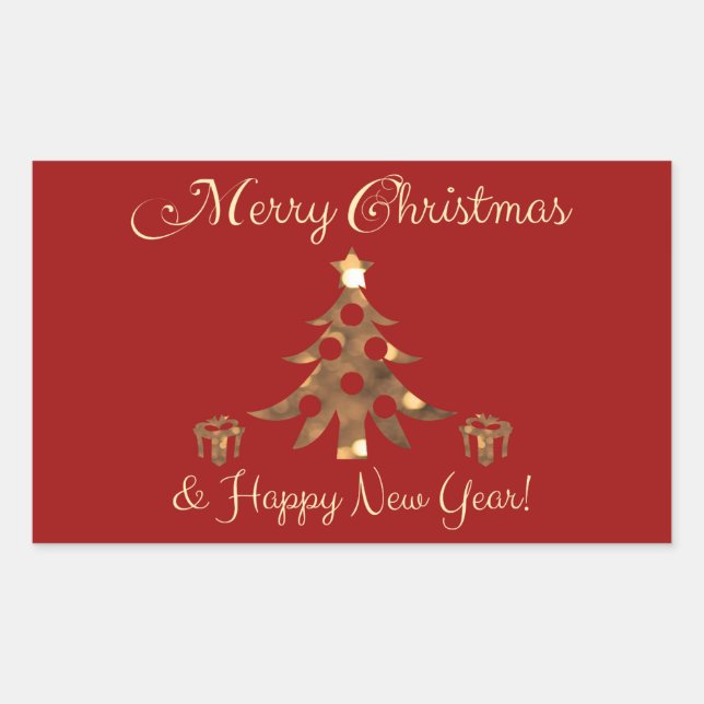 Adesivo Retangular Feliz Natal e Feliz ano novo! (Frente)