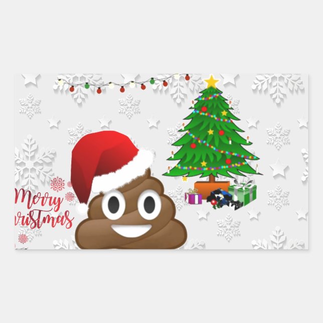 Adesivo Retangular feliz natal poo emoji (Frente)
