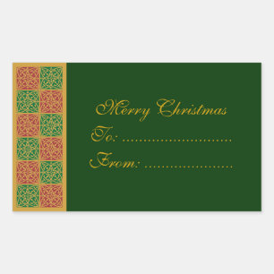 Adesivo Retangular Feliz Natal, Red e Green Stickers