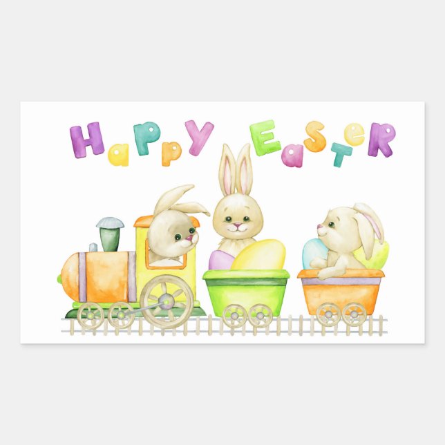 Adesivo Retangular Feliz Páscoa  (Frente)