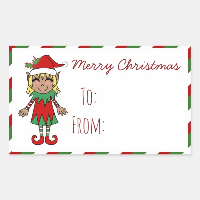 Adesivo Retangular Feliz presente de Natal (Frente)