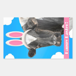 Adesivo Retangular Felz pascoa para qualquer vaca engraçada em lágrim