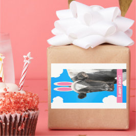 Adesivo Retangular Felz pascoa para qualquer vaca engraçada em lágrim