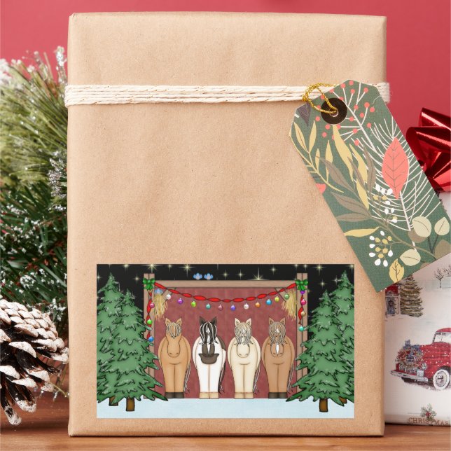 Adesivo Retangular Feriado de Cavalos Feriado de Natal (Feriado)