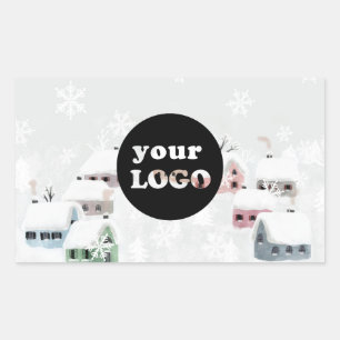 Adesivo Retangular Feriado de logotipo da empresa personalizada White
