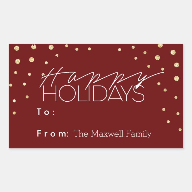 Adesivo Retangular Feriado elegante e divertido | Rótulo do presente (Frente)