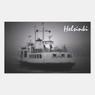 Adesivo Retangular Ferry Suomenlinna (Helsínquia) na vinheta de nevoe