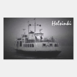 Adesivo Retangular Ferry Suomenlinna (Helsínquia) na vinheta de nevoe