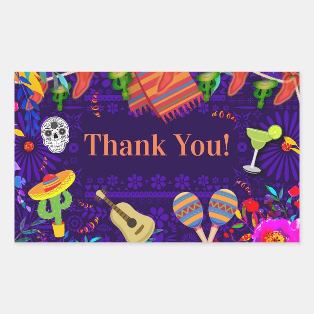 Adesivo Retangular Festa de Aniversário Celebração Cinco De Mayo (Frente)