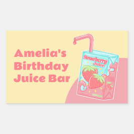 Adesivo Retangular Festa de aniversário de Sumo de Morango