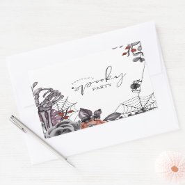 Adesivo Retangular Festa de aniversário Floral Spooky Halloween