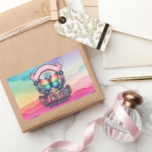 Adesivo Retangular Festa de Orgulho gay de Saída e Orgulho (Presentear)