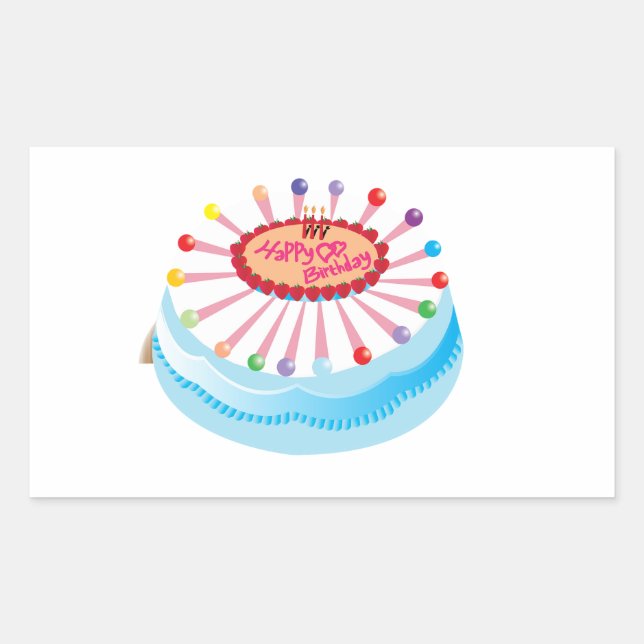 Adesivo Retangular Festa de vinhetas de aniversário felizes (Frente)