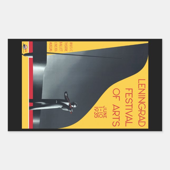 Adesivo Retangular Festival de Artes de Leningrado (Frente)