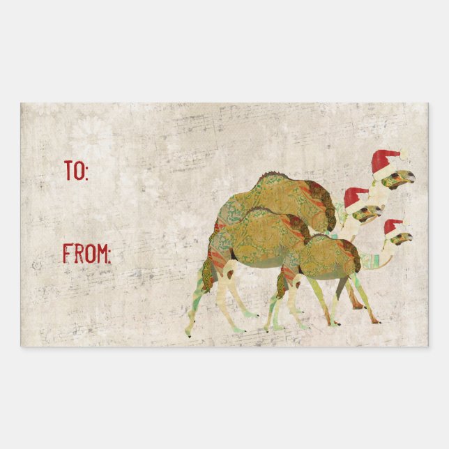 Adesivo Retangular Festivo Dreamy Camels Gift Sticker (Frente)