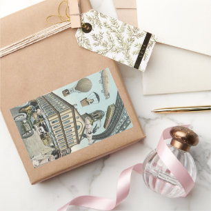 Adesivo Retangular Ficção científica vintage, cidade vitoriana de ste