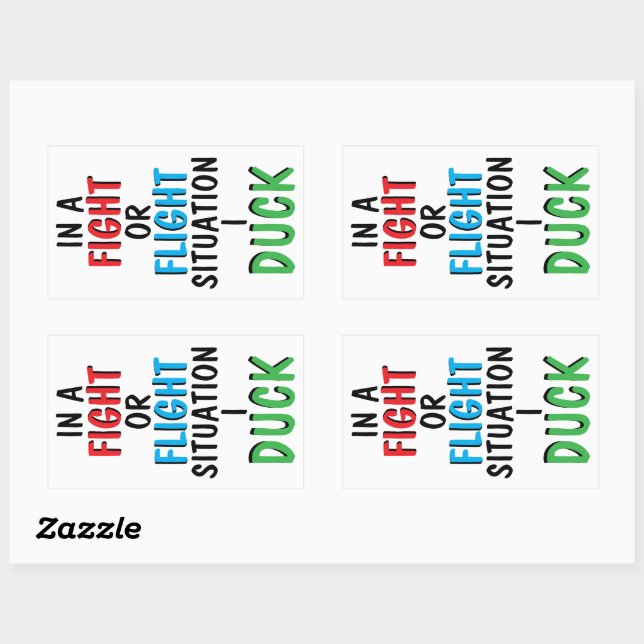 Adesivo Retangular Fight or Flight Funny Survival Humor Mug (Folha)