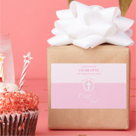 Adesivo Retangular Filha de Deus Personalizada do Batismo Rosa Crianç