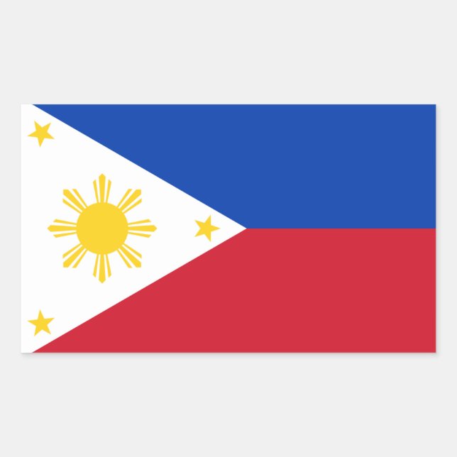 Adesivo Retangular Filipino Flag, Bandeira das Filipinas (Frente)