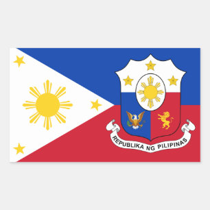 Adesivo Retangular Filipino Flag & Casaco de Arms, Flag das Filipinas