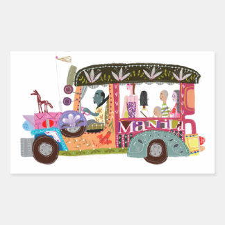 Adesivo Retangular Filipino Jeepney Ride