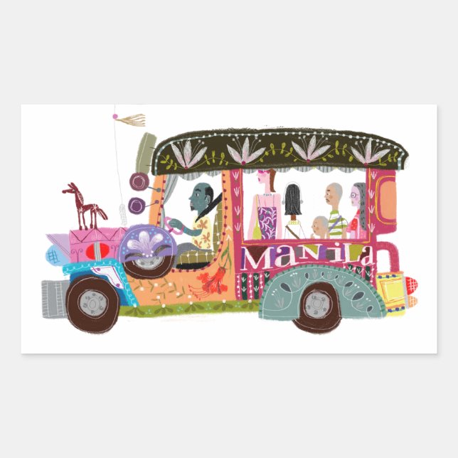 Adesivo Retangular Filipino Jeepney Ride (Frente)