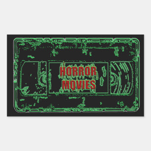 Adesivo Retangular Filmes de terror VHS-Neon Green