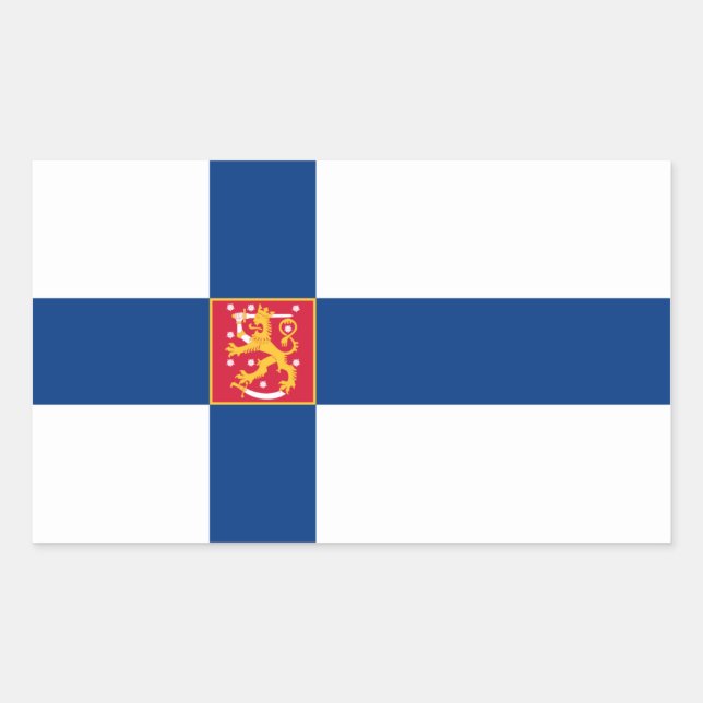 Adesivo Retangular Finlândia/Finlandês/Finn Flag (Frente)