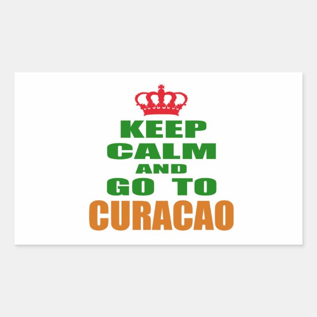 Adesivo Retangular Fique calmo e vá para Curacao. (Frente)