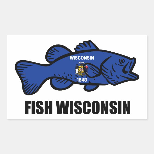 Adesivo Retangular Fish Wisconsin Flag (Frente)