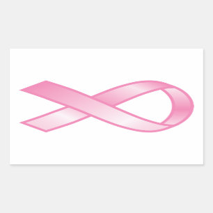 Adesivo Retangular Fita cor-de-rosa do cancro da mama