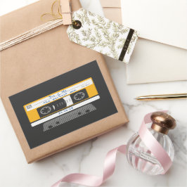 Adesivo Retangular Fita de cassete Vintage do casal Aniversário de 19