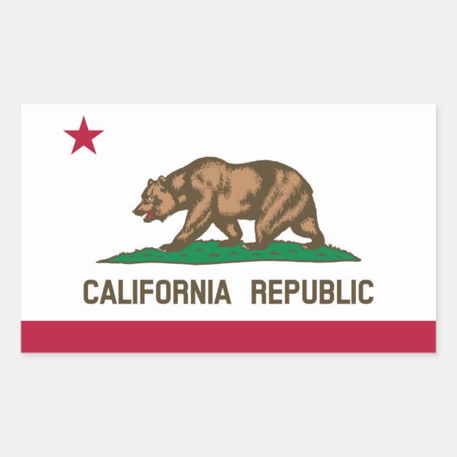 Adesivo Retangular Flag californiano, Flag da Califórnia (Frente)
