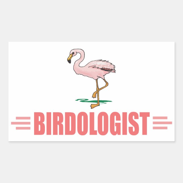 Adesivo Retangular Flamingo Engraçado de Observação de Aves (Frente)