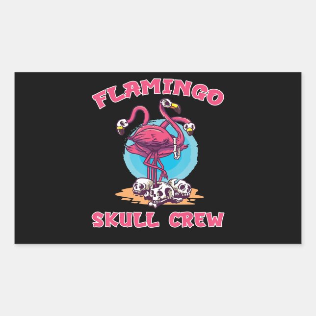 Adesivo Retangular Flamingo | Flamingo Skull Crew Halloween Costume (Frente)
