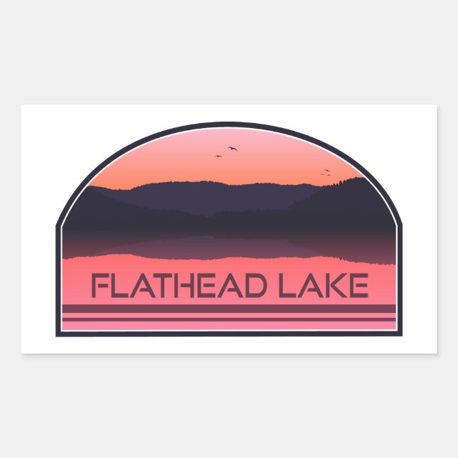 Adesivo Retangular Flathead Lake Montana Red Sunrise (Frente)