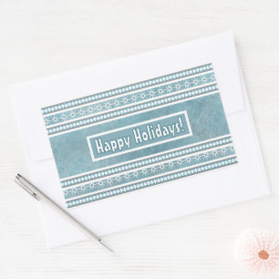 Adesivo Retangular Flocos de neve do sudoeste do inverno e pinheiros 