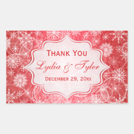 Adesivo Retangular Flocos de neve vermelhos e brancos Vestidos de fav